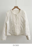 Schuet Round No-Collar Pearl Tweed Jacket