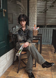 Desert washed denim trucker jacket
