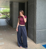 Slim Fit Plain Layered Slender Short Sleeve T-shirt