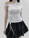 Winsor strap short-sleeved T-shirt