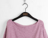 Sar basic boat neck cozy crop long sleeve knit