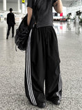[UNISEX] Metal Track Wide Nylon Pants