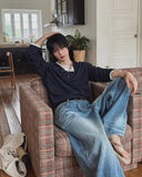 Wiz Button Washed Balloon Denim Pants
