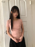 Mojou U-neck Slim Round Short Sleeve T-shirt
