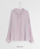 Binbuo Summer See-through Stripe Hood Shirt