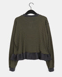 Peg Stripe Color Matching Frill Cardigan