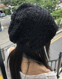 Stripe Punching Mesh See-Through Beanie