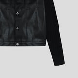 Kurt knit color matching leather jacket