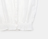 Punning Smoke Banding Pintuck Lace Short Sleeve Blouse