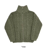 THICKLY CABLE KNIT ZIP-UP