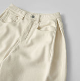 Corduroy Hem Snap Folding Cut Long Wide Pants