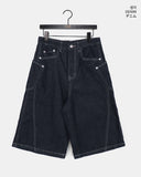 Doppin Incision Adjust Washing Denim Bermuda Pants