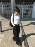 Kiki Ribbon Back Pocket Balloon Cotton Long Pants