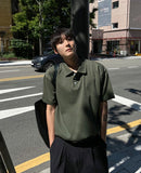 Collar Henry Neck Boonto Short Sleeve T-shirt