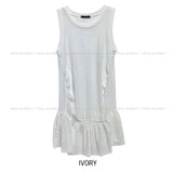 Of Pearl Shirring Layered Mesh Top