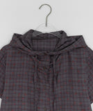 Demro Flower Check Short Sleeve Hood Shirt