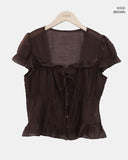 Burun Strap Frill Short Sleeve Blouse