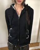 [MADE] Cumming Lace Cut Pocket Two-Way Long Sleeve Hooded Zip-Up