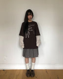 Lahae Pleated Check Midi Skirt