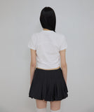 Button Shirred Balloon Skirt