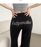 Back Embroidery Point Semi Bootcut Banding Pants