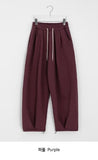 Chop-pit pin-tuck balloon wide banding pants