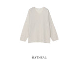 Bone linen V-neck knit