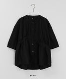 Kiken Shirring Round Short Sleeve Blouse