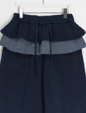 Name Banding String Brushed Check Frill Layered Skirt Pants