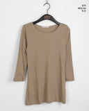 Todd Basic Plain Layered Cotton Round Three-quarter Short Sleeve T-Shirt
