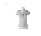 [MADE/more BASIC] Cover Round Button Slim Short Sleeve T-shirt