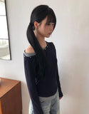 Raon Unbalanced Studded One-Shoulder T-Shirt