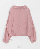 Nyuem Color Nylon Hood Crop Jumper