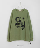 Elbon printing ribbed knit sweatshirt