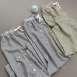 Stripe Banding Wide Pants