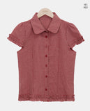 Delda check short-sleeve blouse