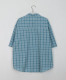 [unisex] Arima color pocket check over short sleeve shirt