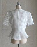 Ravidol See-through Check Puff Blouse