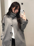 Naren High Neck Quilted Wool Belt Long Coat