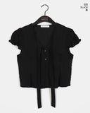 Yudo tie string puff short sleeve blouse