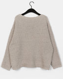 Mopin Thick Loose-Fit Boat Neck Off-Shoulder Knit