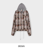 Vince damage checked hoodie jacket