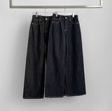 4 Seasons Non-fade Raw Back Banding Wide Fit Denim Pants