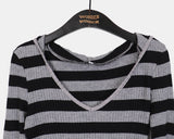 Tsuta Stripe Slim Hooded T-Shirt