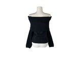 Denp Button Off-Shoulder Loose-Fit Knit