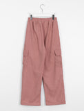Kimone fleece string banding corduroy cargo pants