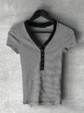 Stripe Snap Short Sleeve Tee