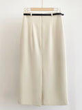 Billy Slit H-Line Long Skirt (Belt Set)