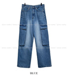 Wide cargo denim pants
