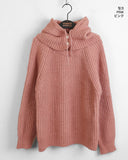 [Balaclava Set] Creama Hood Hachi Round Loose Fit Long Sleeve Knit